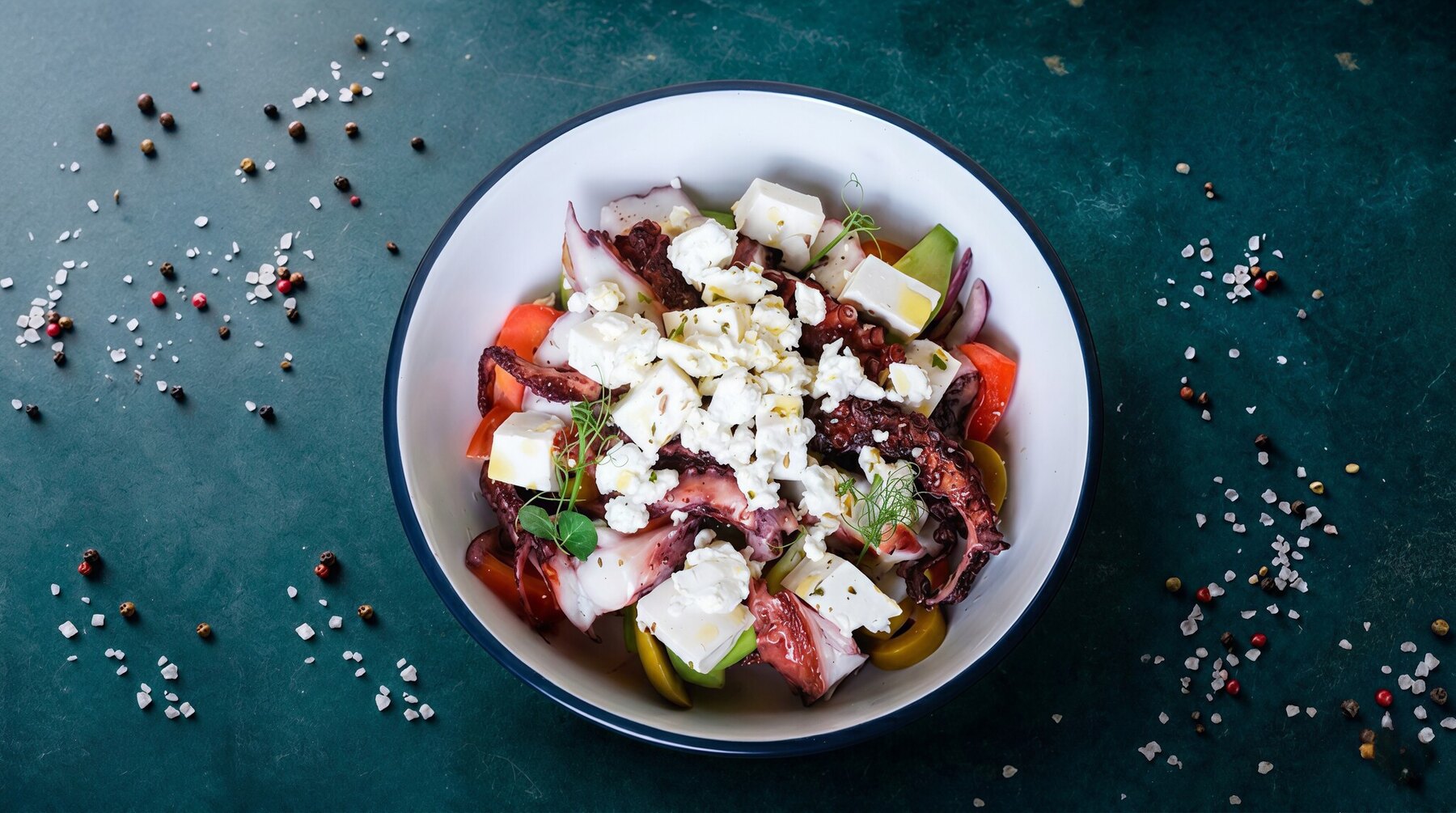 Greek style grilled octopus salad at Calle Bistro, seafood restaurant Malta