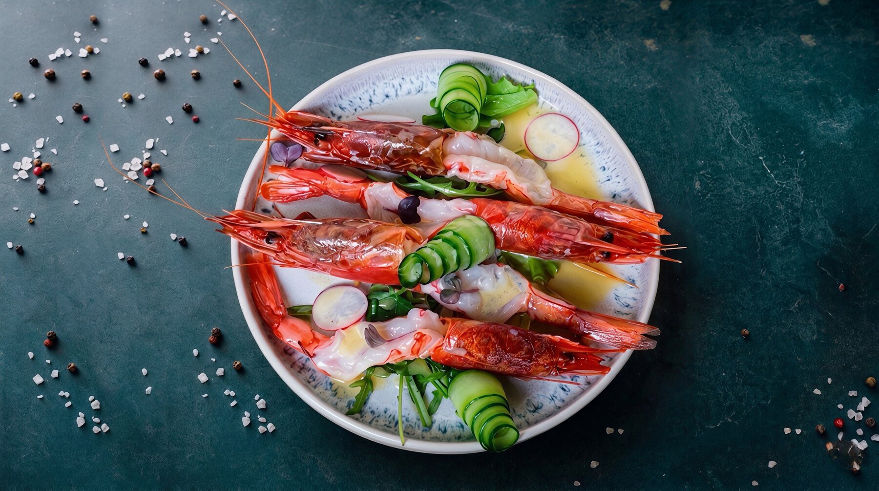Wild red prawn crudo at Calle Bistro, fresh seafood Sliema Malta